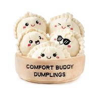 ZENLIV Emotional Support Dumplings Plush Cute Stuff Gifts, 5 Tiny Squishy Dumplings with Carrying Basket, Best Friend Birthday Gifts for Him Friendship Bestie Adult (Dumpling)