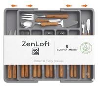 ZENLOFT Extendable Cutlery Drawer Organiser - Large Adjustable Utensil Tray for Kitchen Drawers, 33.5 to 57cm Wide, 8 Compartment BPA-Free Plastic Silverware & Flatware Storage