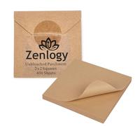 Zenlogy 2x2 Parchment Paper Squares, 400 Sheets, Unbleached, Pre-Cut