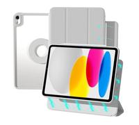 ZENLU iPad 10th Generation Magnetic Case with Removable Folio Cover, Premium Semi-Silicone Leather, Vertical Stand, Clear Back, Smart Sleep/Wake, Full Protective Case for iPad 10 Gen (Grey)