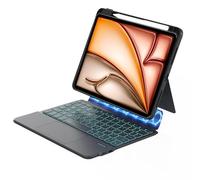 ZENLU iPad Air 13" 2024 2025 Case with Detachable Keyboard, Rugged Case with Trackpad, Pencil Holder, 7-Color Backlights, Vertical Kickstand for iPad Pro 12.9 inch 3/4/5/6th Air 13" (Black)