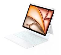 ZENLU iPad Air 13" 2024 2025 Case with Detachable Keyboard, Rugged Case with Trackpad, Pencil Holder, 7-Color Backlights, Vertical Kickstand for iPad Pro 12.9 inch 3/4/5/6th Air 13" (White)