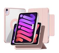 ZENLU iPad Mini 6th 7th Generation Case Removable Magnetic Folio Cover, Premium PU Leather, Multiple Angles Stand, Pencil Slot Charging Support, Full Protective Case for 8.3 inch iPad Mini 6 7 (Pink)