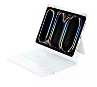 ZENLU iPad Pro 11 inch 2024 Case with Keyboard Detachable, Rugged Protective Case with 7-Color Backlit Keyboard, Multi-Touch Trackpad, Pencil Holder, Vertical Kickstand for iPad Pro 11" M4 (White)