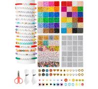 ZENMAG 4 Boxes Clay Beads Bracelet Making Kit - 48 Colors 6mm Clay Beads & 4mm Seed Beads for Friendship Bracelet Making, 1540 Letter Beads, Bracelet Making Kit, Jewellery Making Kit