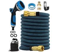 Zenmos 100FT Expandable Garden Hose Pipe with 10 Function Nozzle - Upgraded 3-Layer Latex No-Kink Flexible Water Hose with 1/2" 3/4" Connectors, Expanding Water Hose for Gardening, Washing & Cleaning
