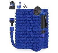 Zenmos Expandable Garden Hose Pipe - 100FT Flexible Expanding Water Hose with 3/4", 1/2" Fittings, Anti-Leakage - Flexible Expanding Magic Hose with 8 Function Spray Nozzle (Blue, 100FT)