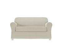 Zenna Home 2-Piece Chenille Stretch Loveseat Slipcover, Ivory/Bone