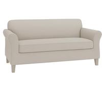 Zenna Home 2-Piece Chenille Stretch Sofa Slipcover, Ivory/Bone