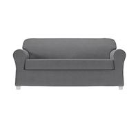 Zenna Home 2-Piece Chenille Stretch Sofa Slipcover, Nickel