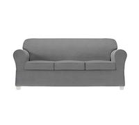 Zenna Home 4-Piece Chenille Stretch Sofa Slipcover, Nickel