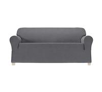 Zenna Home Chenille Stretch Slipcover, 1-Piece Sofa, Satin Nickel/Silver