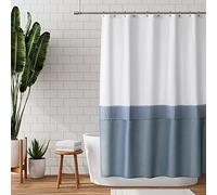 Zenna Home Colorblock Fabric Shower Curtain, 70 x 72, 70" x 72", Blue/Grey
