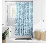 Zenna Home Cory Chevron Waterproof PEVA Shower Curtain, Grey and Blue, 70 x 72 Inches