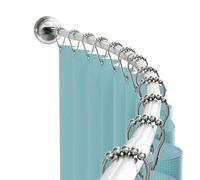 Zenna Home Curved Shower Rod, Aluminum, Satin Nickel, 50"-72"