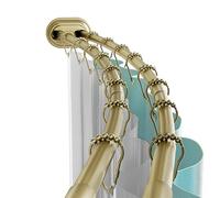Zenna Home Double Curved Tension Shower Curtain Rod, No Drilling, Adjustable 50 to 72 Inches, Easy to Install Double Shower Rod, Rustproof, Gold