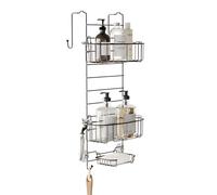 Zenna Home Hanging Shower Caddy, Over the Door, Rust Resistant, with 2 Storage Baskets, Soap Dish, Razor Holders and Hooks, Bathroom or Kitchen Shelf Organizer, No Drilling, Heritage Bronze