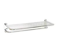 Zenna Home Hotel Style Bathroom Towel Shelf with Built in Towel Bar, Wall Shelf, Easy to Install Wall Mounted Storage, Chrome