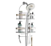 Zenna Home Rust-Resistant Expandable Hanging Shower Caddy, Chrome with Brushed Accents