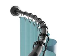 Zenna Home Rustproof Curved Shower Curtain Rod, No Drill Tension or Permanent Mount Adjustable Curved Shower Rod for Bathroom, Easy Install, Rounded for Extra Room, 50 to 72 Inches, Matte Black