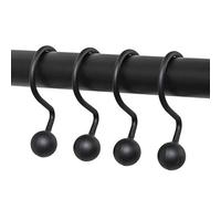 Zenna Home Shower Hooks, Aluminum, Matte Black, Set of 12