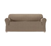 Zenna Home Simply Fit 1-Piece Steps Stretch Sofa Slipcover, Mocha