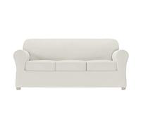 Zenna Home Simply Fit 4-Piece Steps Stretch Sofa Slipcover, Ecru