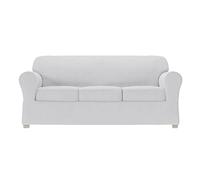 Zenna Home Simply Fit 4-Piece Steps Stretch Sofa Slipcover, Silver