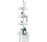 Zenna Home Tension Pole Shower Caddy, Adjustable Corner Shower Storage System with 4 Baskets and Built in Towel Bar, Bathroom Organization Solution, 60 to 97 Inch, Chrome