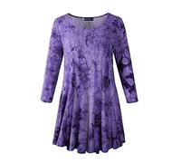 ZENNILO Women Casual Loose Fit Swing Flare Tunic Tops Basic Plus Size Flowy Shirt, B-purple &Long, Large