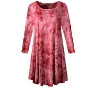 ZENNILO Women Casual Loose Fit Swing Flare Tunic Tops Basic Plus Size Flowy Shirt, B-red&long, 3X