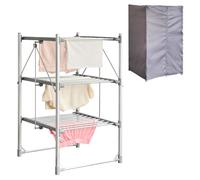 Zennox 3 Tier Folding Heated Clothes Dryer with Cover | Energy Saving Clothing Laundry Airer | Large Capacity Foldable Electric Rapid Heat Up Drying Rack with 30 Bars, Holds Up To 30kg