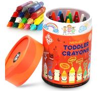 ZENO 18 Colors Jumbo Crayons + Non-Toxic for Toddlers 1-3 | Washable for Kids Ages 4-8 | Easy to Hold Large | For Toddlers 2-4 Years | Travel Set