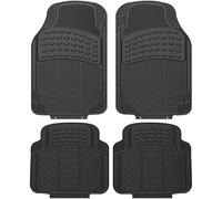 ZENO 4 Piece Universal Car Mats | Universal Floor Car Mats | Heavy Duty Rubber Mats | Non Slip All Weather Mats for SUVs, Vans, Trucks & Cars | Easy To Clean | Waterproof | Black