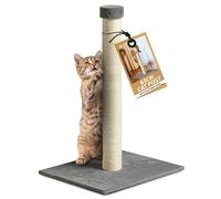 ZENO 63CM Tall Cat Scratching Post | Claw Scratcher Sisal Rope | Carpet Covered Heavy Base | Vertical Full Scratcher | Natural Grey Soft Bas
