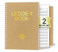 ZENO Accounts Book - 2 Pack Ledger Books for Self Employed, Cash Book, Bookkeeping Account Book, Accounting Ledger, Expense Tracker, Finance Record Notebook - Brown