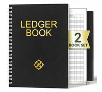 ZENO Accounts Book - 2 Pack Ledger Books for Self Employed, Cash Book, Bookkeeping Account Book, Accounting Ledger, Expense Tracker, Finance Record Notebook - Black