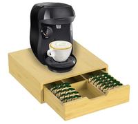 ZENO Bamboo 64 Coffee Pod Drawer | Pods Holder For Tassimo | Compatible With Tassimo Pods | Coffee Machine Stand | Pod Drawer Dispenser | Wooden Kitchen Storage for Coffee & Tea