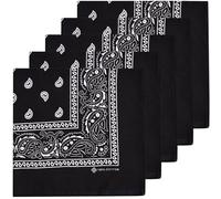 ZENO Black Bandana - 100% Cotton & Natural Fibers - Black Bandana Scarf with No Polyester - Premium Quality - Soft, Durable & Machine Washable - For Men & Women - Unisex & Kids - 5 Pack