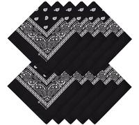 ZENO Black Bandana - 100% Cotton & Natural Fibers - Black Bandana Scarf with No Polyester - Premium Quality - Soft, Durable & Machine Washable - For Men & Women - Unisex & Kids - 10 Pack