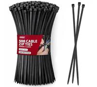ZENO Cable Ties Black 500 Pack | Heavy Duty Zip Ties with 50lb Holding Strength | Self Locking Nylon Tie Wraps for Home Office Garden and Electrical Use | Black Cable Ties 300mm x 3.6mm (500)