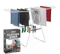 ZENO Clothes Drying Rack 12M Drying Space | Clothes Horse Indoor Folding Airer with 21 Strong Steel Rails | Large Laundry Drying Rack for Home | Freestanding Clothes Dryer Rack for Indoor Outdoor Use