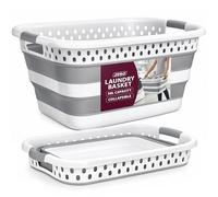 ZENO Collapsible Laundry Basket 58L | Foldable Washing Basket | Large Plastic Laundry Hamper for Clothes, Towels, Bedding & Laundry Storage | Pop Up Space Saving Basket | Portable Laundry Bin | White