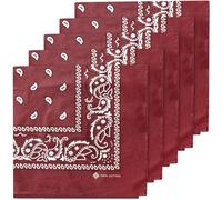 ZENO Deep Red Bandana - 100% Cotton & Natural Fibers - Deep Red Bandana Scarf w/No Polyester - Soft, Durable & Machine Washable - For Men & Women - Unisex & Kids - 5 Pack
