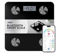 ZENO Digital Bathroom Scales 180KG | Smart Bluetooth Scales for Body Weight with Smartphone App & High Precision Measurements | Sturdy Tempered Glass | Backlit LED Display | Step-on Technology (Black)