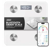 ZENO Digital Bathroom Scales | Smart Bluetooth Scales for Body Weight with Smartphone App & High Precision Measurements | Sturdy Tempered Glass | Backlit LED Display | Step-on Technology | 180kg White