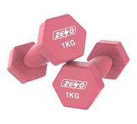 ZENO Dumbbells Set Of 2 | Dumbbells for Women | Hexagon Neoprene Weights | Hand Weights for Women | Anti-Slip & Sweat Resistant Dumbells (2 X 1KG Pink)