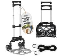 ZENO Folding Hand Truck | Sack Barrow with Bungee Rope | Foldable Hand Trolley | Heavy Duty Aluminium Sack Truck for Luggage, Home, Office, Warehouse | Foldable Hand Trolley | 80kg Capacity