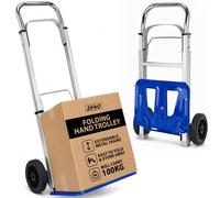 ZENO Folding Sack Truck | Heavy Duty Aluminium Sack Barrow | Foldable Hand Truck & Sack Trolley on Wheels with Extendable Handle | 100kg Capacity for Home, Office, Warehouse & Moving