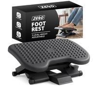 ZENO Foot Rest 3 Height Adjustable | Under Desk Foot Rest | Foot Stool with 30 Degree Tilt Angle Adjustment | Massage Surface Texture Improves Comfort for Home & Office | Black